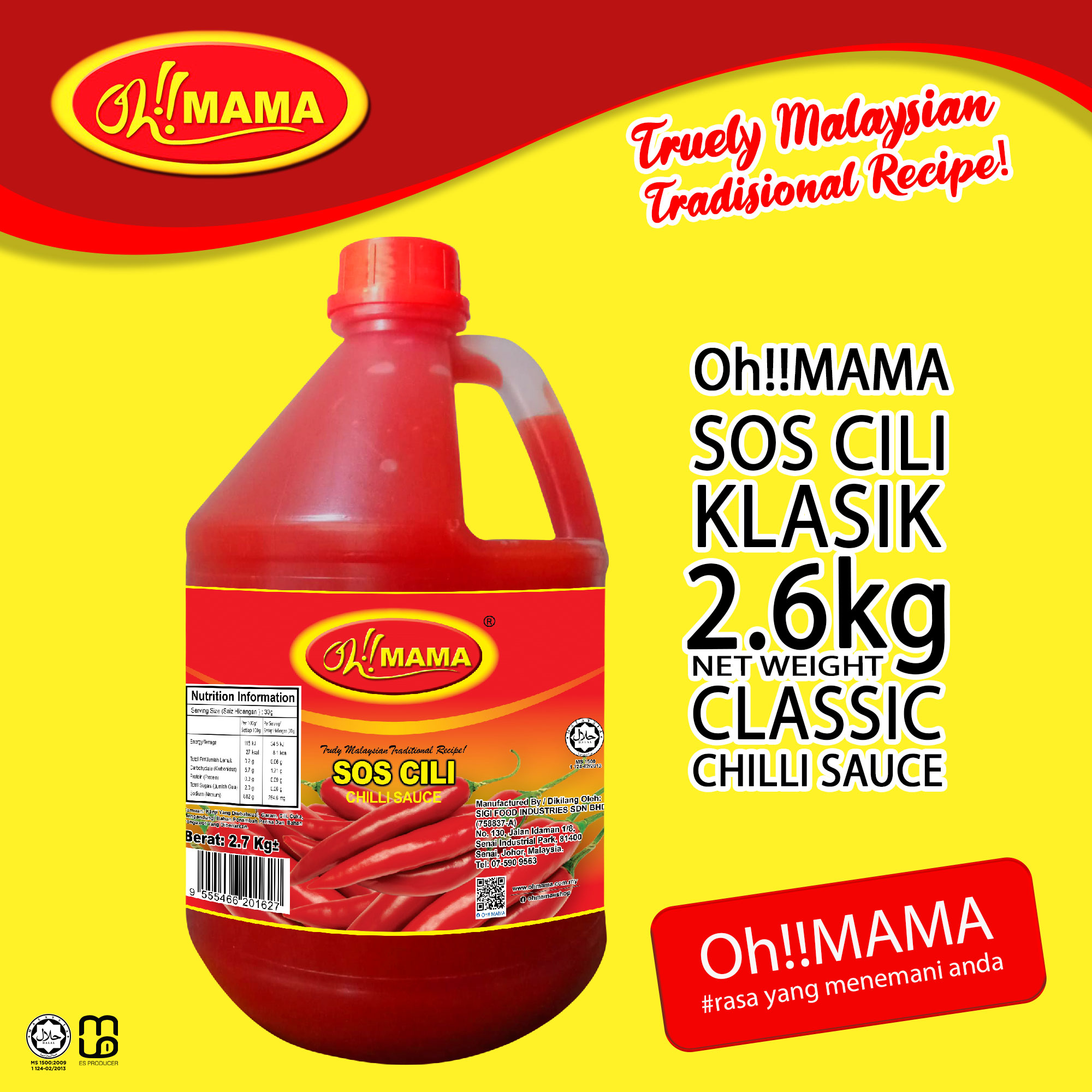 Oh!!MAMA Classic Chilli Sauce 2.6kg